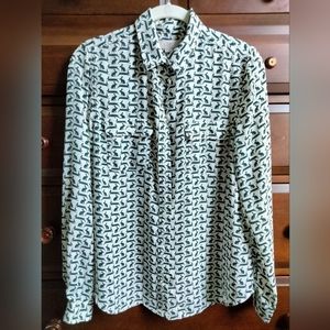 Loft long sleeve button down blouse bunny rabbits size small